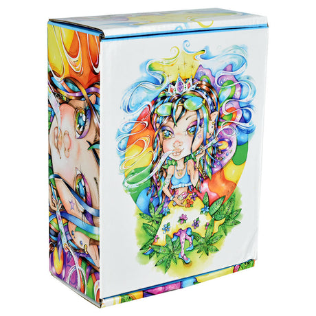 Linda Biggs Bubbler w/ Tray Travel Tin - Vibrant Artwork, Front and Side View