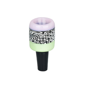 Linear Divergence Wig Wag Herb Slide, 14mm Male, with Black, Clear, and Green Borosilicate Glass