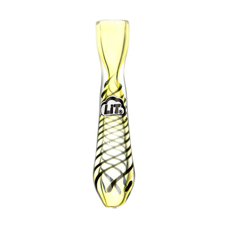 LiT Spiral Striped Glass Chillum - Front View - Compact 3.25" Hand Pipe with Assorted Colors
