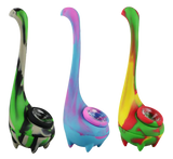 Assorted colors Loch Ness Monster Silicone Pipes with Slit-Diffuser design, side view