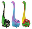 Assorted color Loch Ness Monster silicone pipes with slit-diffuser design, front view