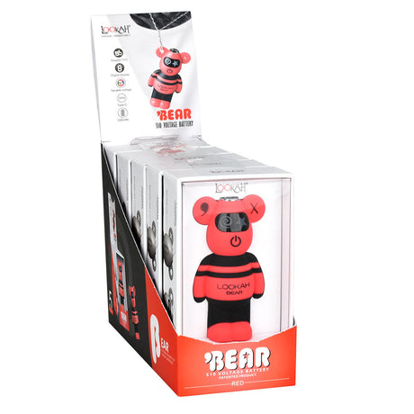 Lookah Bear 510 Battery in Red, 500mAh, 5pc Display Box - Front View