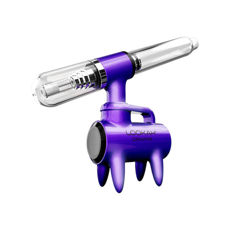 Lookah Giraffe Nectar Collector in Purple, 650mAh, with Glass Tip - Angled Side View