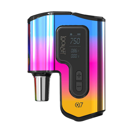 Lookah Q7 Mini Enail Dab Kit in rainbow finish with digital display, side view