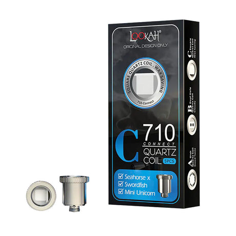 Lookah Seahorse 710 Connect Quartz Coil 5-Pack, Square design, for Hookahs, front view on white background