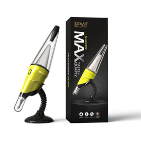Lookah Seahorse Max Electric Dab Pen in Neon Yellow with Glass Perc, 950mAh, product and box displayed