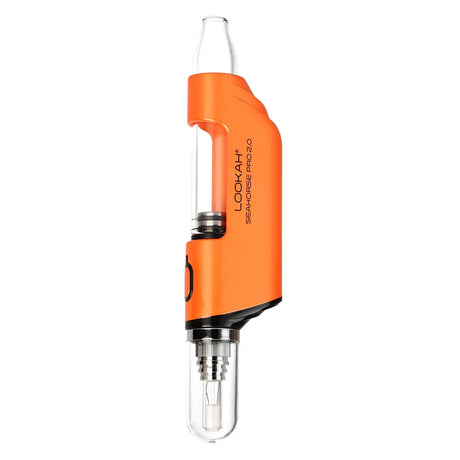 Lookah Seahorse PRO Plus Electric Dab Pen in Orange, 650mAh Quartz Coil, Front View on White