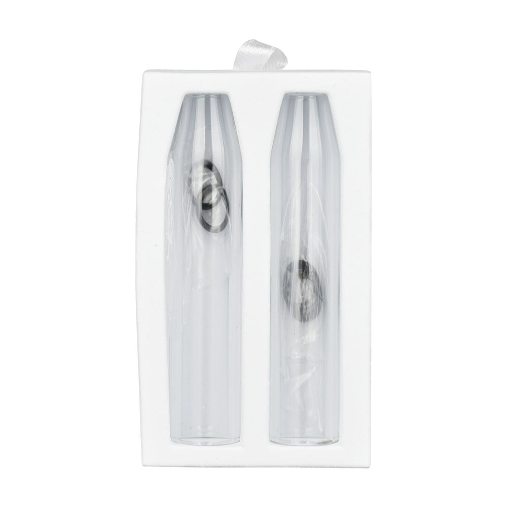 Lookah Seahorse Pro Plus clear glass mouthpieces 2-pack for concentrates, front view on white