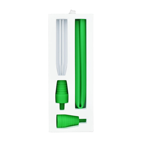 Lookah Seahorse Pro Plus Water Pipe Adapter Kit with clear and green silicone parts on white background