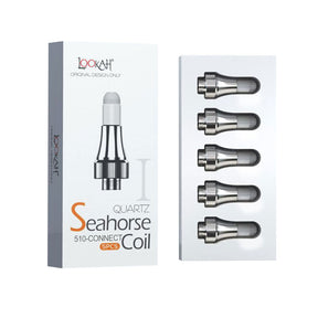 Lookah Seahorse PRO Quartz Coil 5-Pack, high-quality vape replacement parts, front view on white