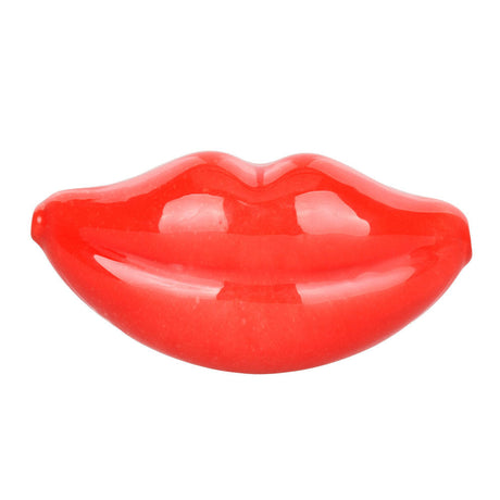 Lover's Lips Borosilicate Glass Hand Pipe in Red - Front View on White Background