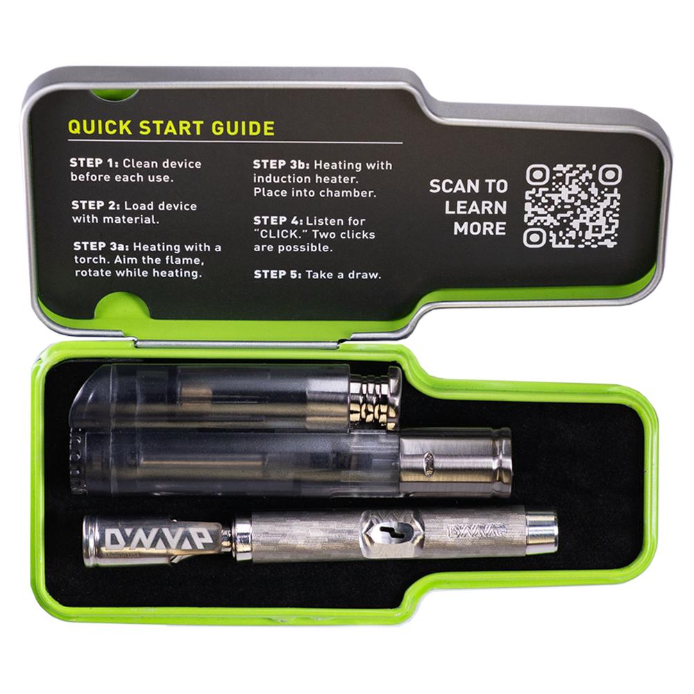 DynaVap The M 7 vaporizer photographed from a bird's eye view, showing the device laid flat end to end.