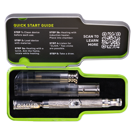 DynaVap The M 7 XL vaporizer bird's eye view on a transparent background, showing the device laid flat.