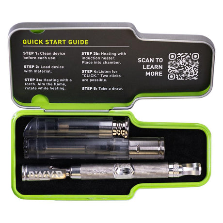 DynaVap The M 7 XL vaporizer photographed from a bird's eye view, laid flat end to end on a surface.