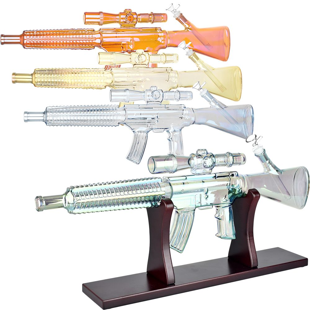 Machine Gun Glass Water Pipe | 23.75" | 14mm F | Colors Vary