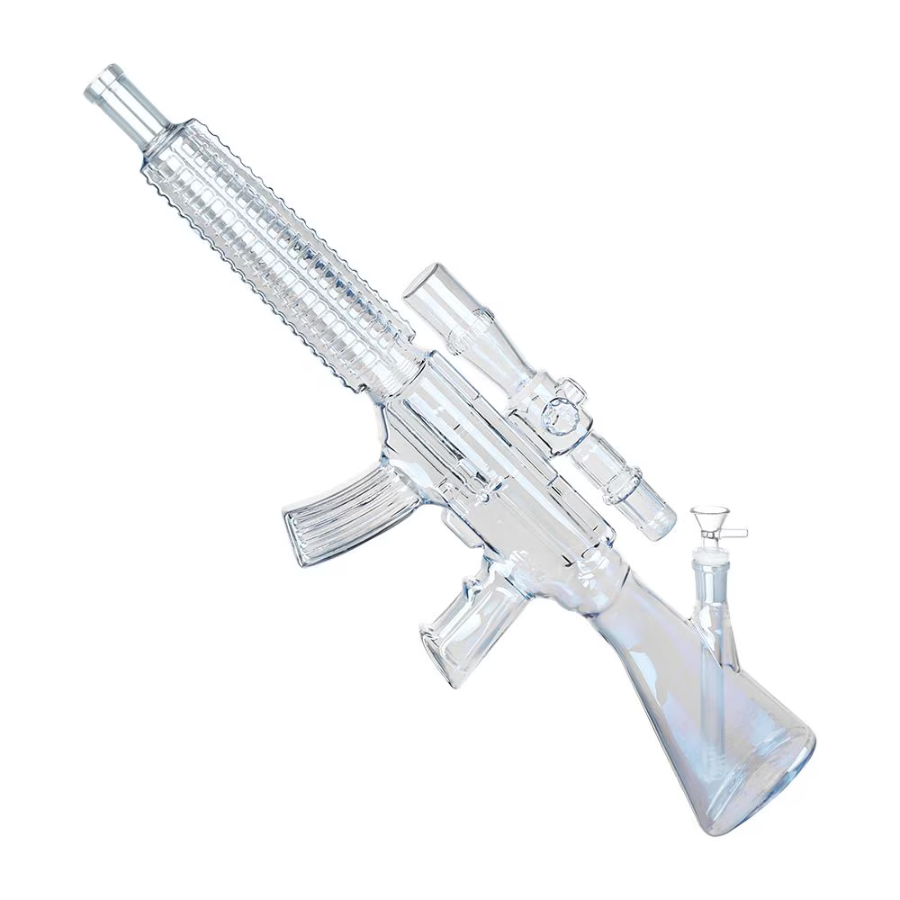 Machine Gun Glass Water Pipe | 23.75" | 14mm F | Colors Vary