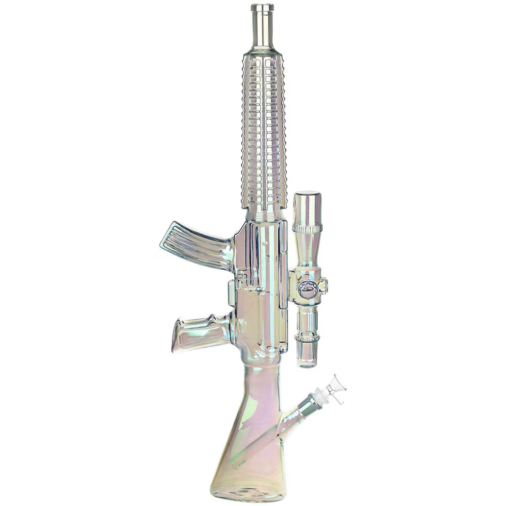 Machine Gun Glass Water Pipe | 23.75" | 14mm F | Colors Vary