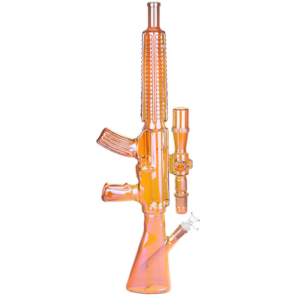 Machine Gun Glass Water Pipe | 23.75" | 14mm F | Colors Vary