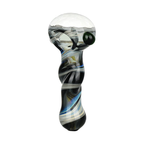 Mad Magic Spoon Pipe, Borosilicate Glass, Front View on Seamless White Background