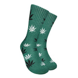 Mad Toro Socks in green featuring all-over hemp leaf pattern, comfortable fit