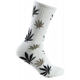 Mad Toro Socks featuring all-over hemp leaf pattern, comfortable fit, white background