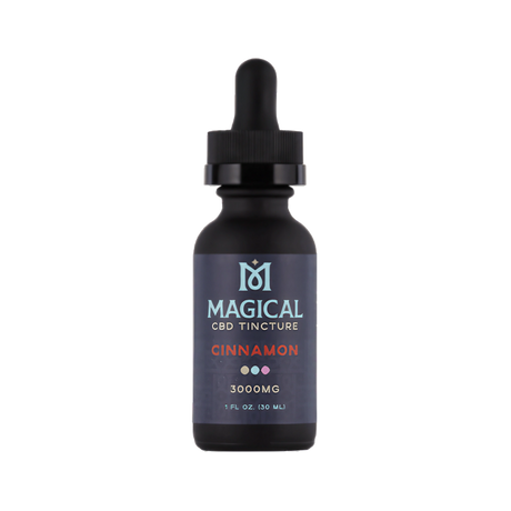 Magical CBD Drops 3000mg Cinnamon Flavor, 30 mL Hemp Tincture Bottle - Front View