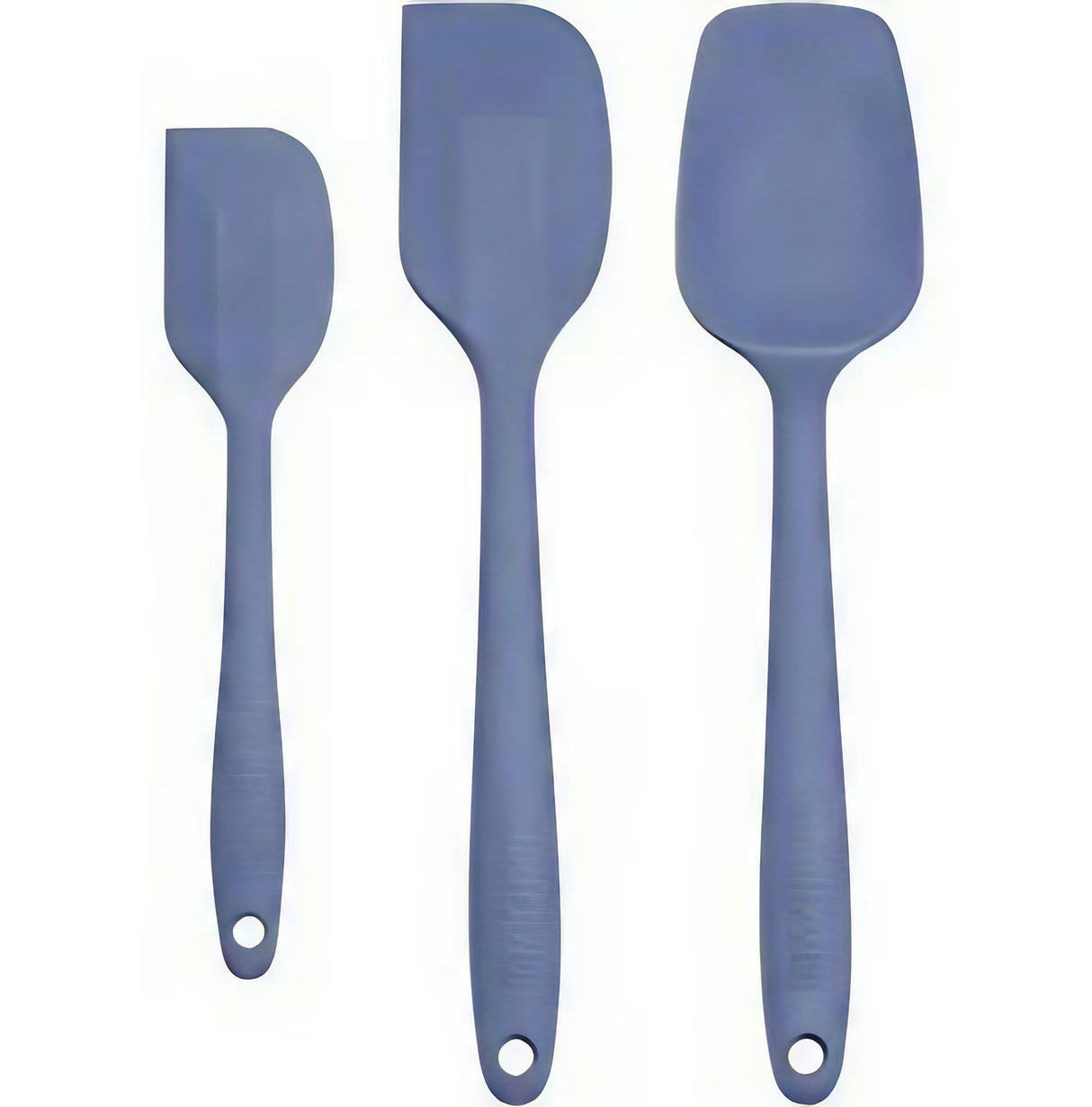 MagicalButter Silicone Spatulas 3 Pack in blue, front view on a white background, durable and easy to clean