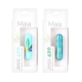 Maia Novelties 420 Jessi Personal Massagers in display boxes, 3-inch silicone, assorted styles