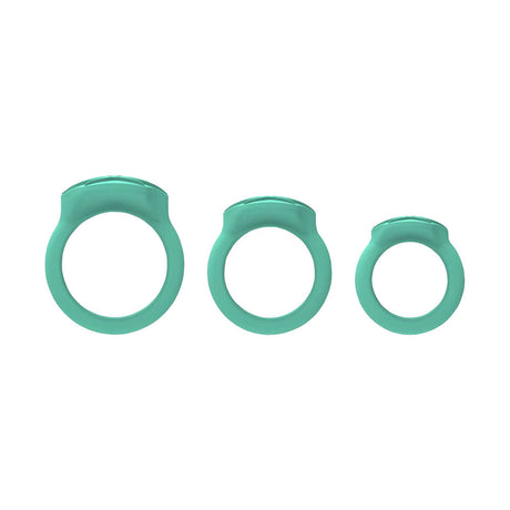 Maia Novelties 420 Hazey Silicone Ring Set in teal, 3-pack, front view on white background