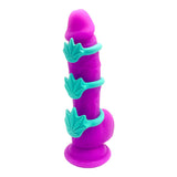 Maia Novelties 420 Series Hazey Silicone Ring Set in purple with teal accents, front view on white background