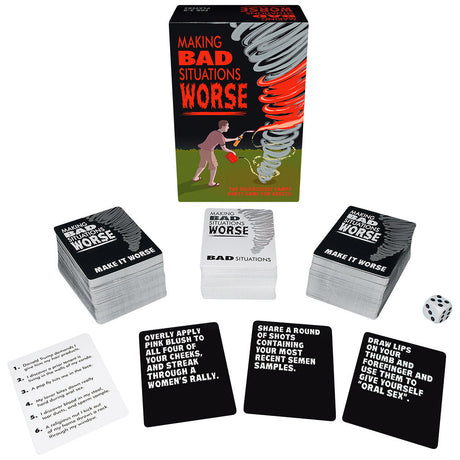 Making Bad Situations Worse Party Game set with cards displayed and game box