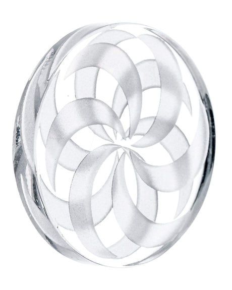 Clear Borosilicate Glass Mandala Disk Carb Cap for Dab Rigs, Heavy Wall Design, 1.25"