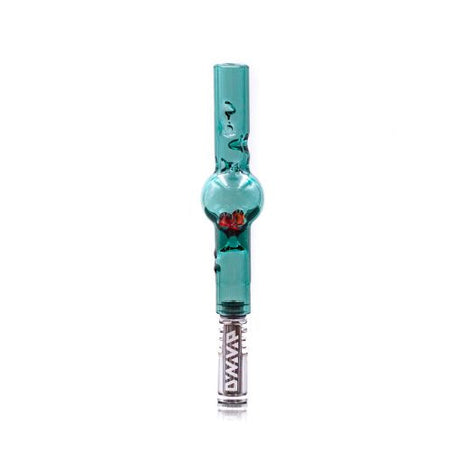 Maraca Glass Cooling Stem for DynaVap by The Stash Shack with floral design, front view on white background