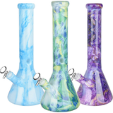 Marbled Glass Beaker Water Pipe | 14mm F | Colors Vary