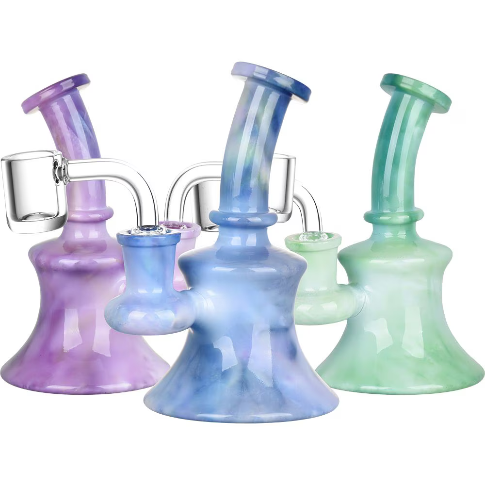 Marbled Tie Dye Mini Glass Dab Rig | 5" | 14mm F | Colors Vary