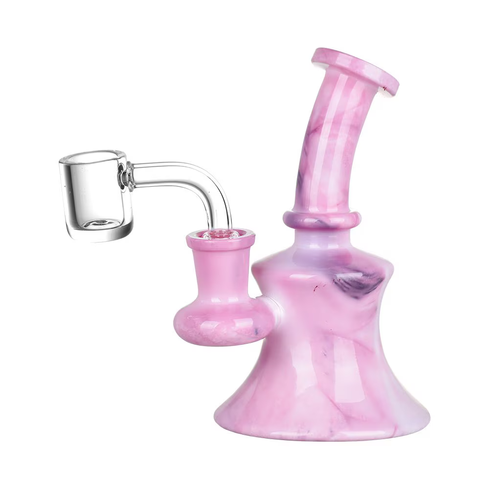 Marbled Tie Dye Mini Glass Dab Rig | 5" | 14mm F | Colors Vary