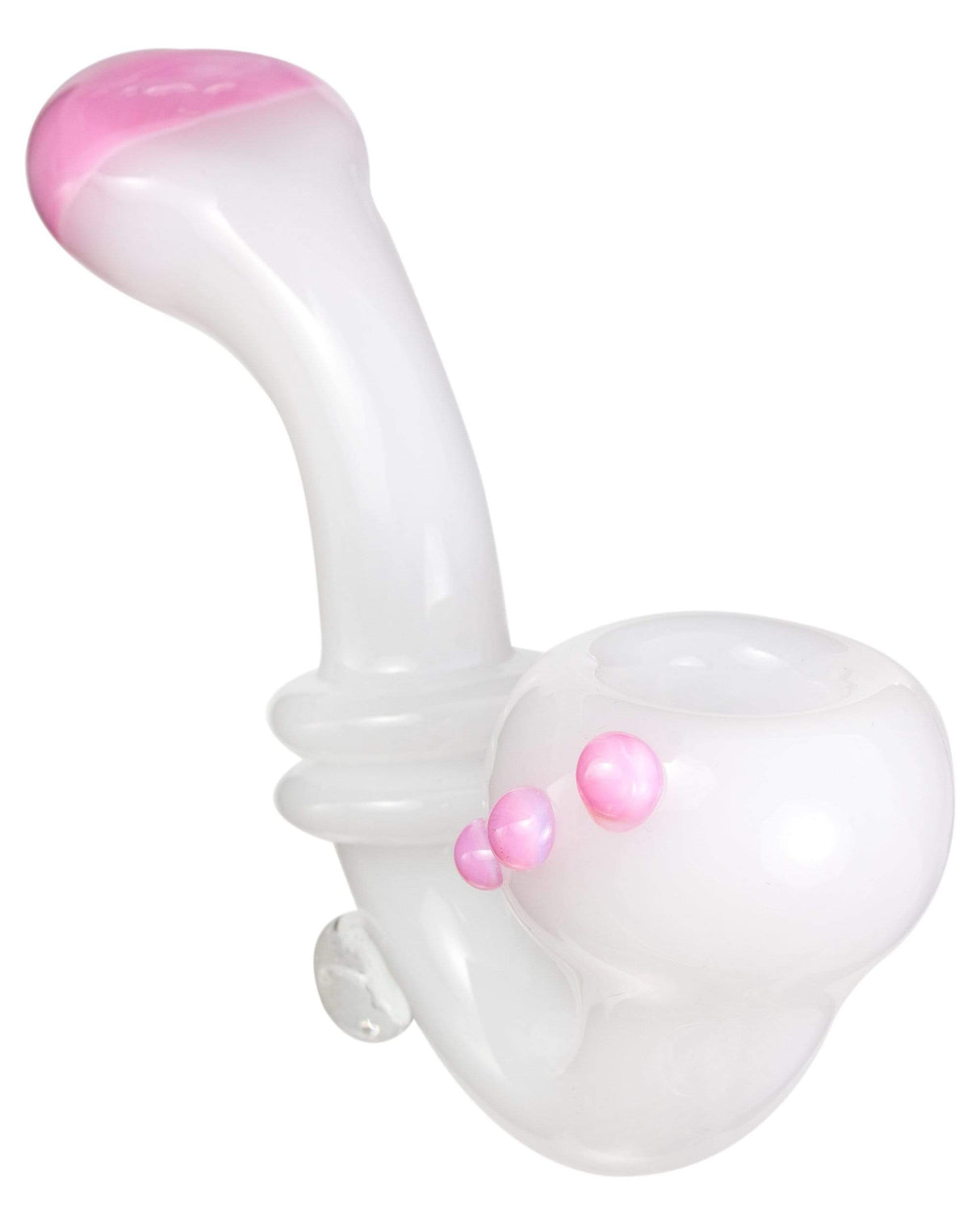 Valiant Distribution Maria Ring Sherlock Hand Pipe in Pink & White - Compact 4.5" Glass Spoon Design