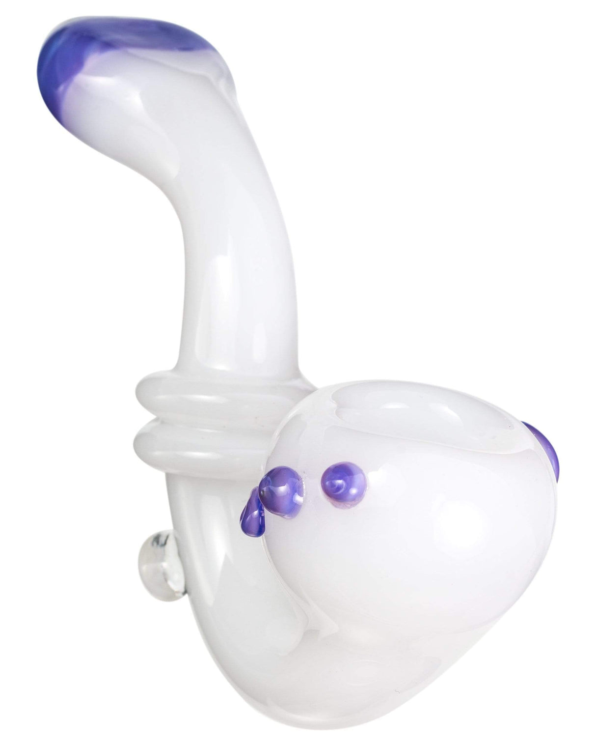 Maria Ring Sherlock Hand Pipe in Purple & White - Compact Glass Spoon Pipe for Dry Herbs
