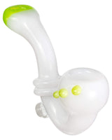 Maria Ring Sherlock Hand Pipe in white with green accents, compact design, for dry herbs