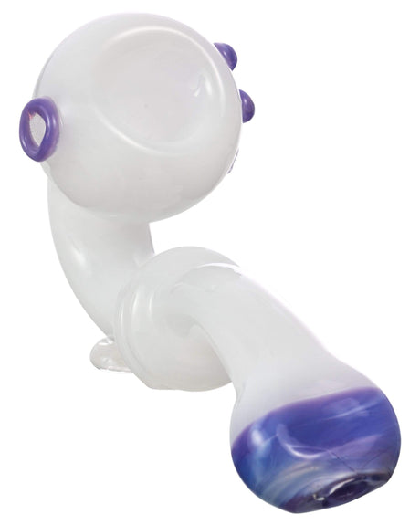 Valiant Distribution Maria Ring Sherlock Hand Pipe in Purple & Teal, Compact Design for Dry Herbs, Side View