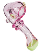 Valiant Distribution Maria Ring Sherlock Hand Pipe in Pink and Teal, Compact Glass Spoon Design, Side View