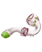 Maria Ring Sherlock Hand Pipe in Purple & Green, Compact Glass Spoon Design for Dry Herbs, Side View