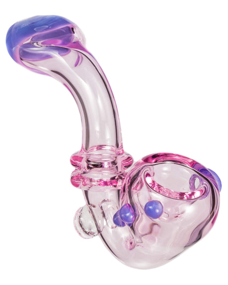 Maria Ring Sherlock Hand Pipe in Pink/Purple, Compact Glass Design for Dry Herbs, Side View