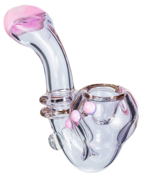 Maria Ring Sherlock Hand Pipe in Purple/Pink, Compact Glass Spoon Pipe for Dry Herbs, Side View