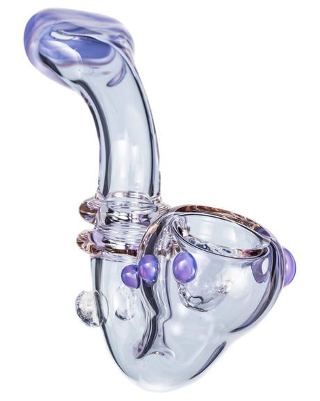 Purple Maria Ring Sherlock Hand Pipe by Valiant Distribution, compact glass spoon design, side view