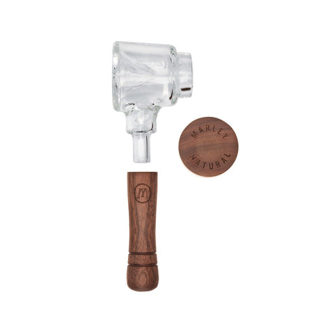 Marley Natural Spoon Pipe with clear borosilicate glass and walnut wood, front view