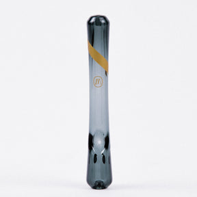 Marley Natural Smoked Glass Steamroller with Gold Stripe, Front View on White Background