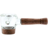 Marley Natural Spoon Pipe with clear borosilicate glass and black walnut handle, side view