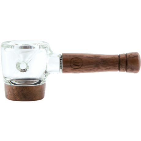 Marley Natural Spoon Pipe with clear borosilicate glass and black walnut handle, side view
