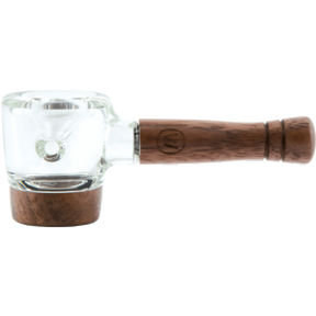 Marley Natural Spoon Pipe with Clear Borosilicate Glass Bowl and Black Walnut Handle - Side View